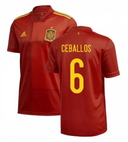 2020 EURO Spain Home Kit Soccer Jersey CEBALLOS 6